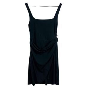 Wilfred Aritzia Saturn Mini Faux Wrap Tank Dress Black - M